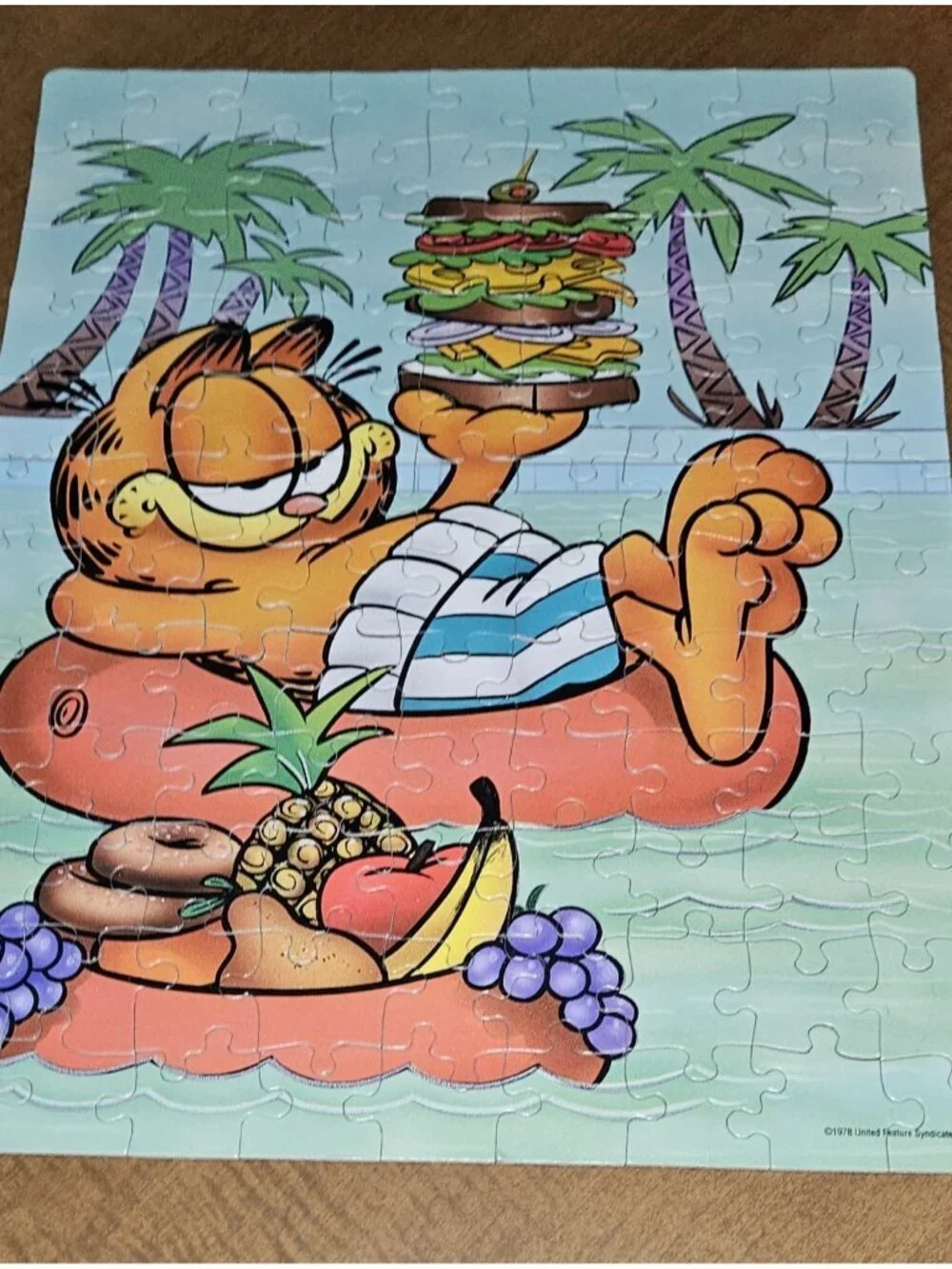 VTG 1978 Garfield 100 pc Puzzle Sandwich Rainbow Works Riddles & Jokes Cards Lot